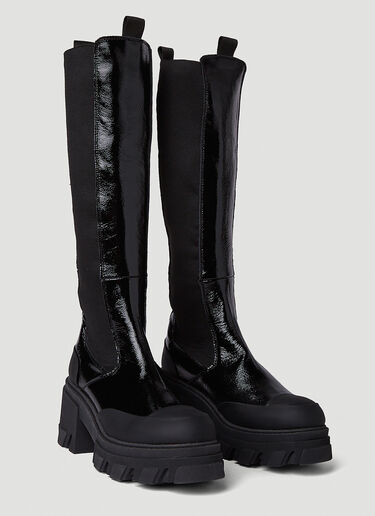 GANNI Cleated Heeled Chelsea Boots Black gan0250015