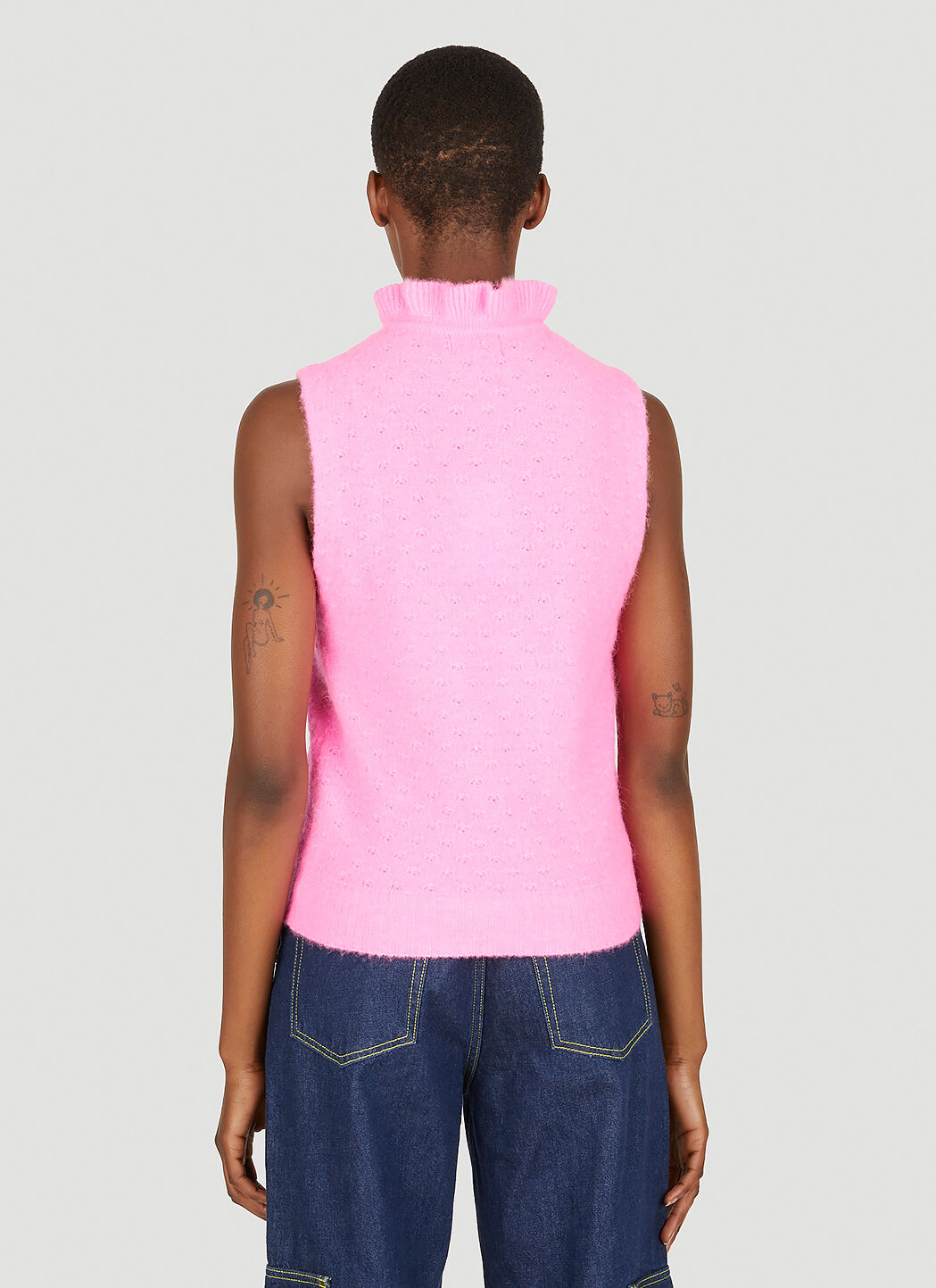 GANNI Ruffled Keyhole Top in Pink | LN-CC