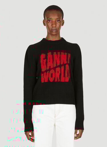 Intarsia Logo Sweater GANNI Intarsia Logo Sweater Black gan0251009