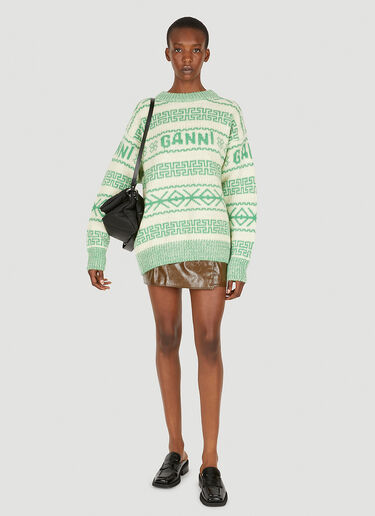 GANNI Graphic Logo Sweater Green gan0251015