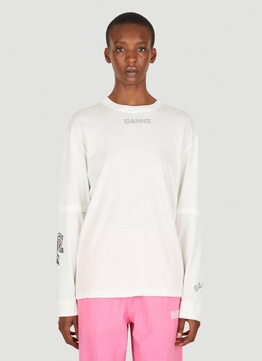 Layered Long Sleeve T-Shirt GANNI Layered Long Sleeve T-Shirt White gan0251018