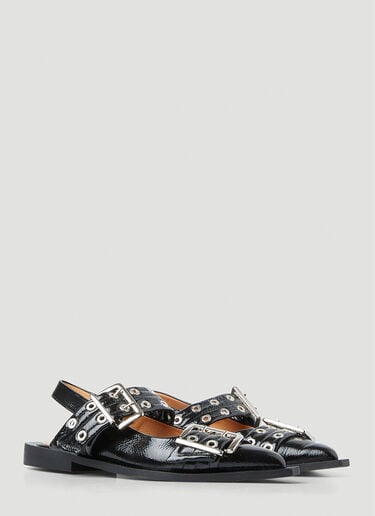 Wide Buckle Ballerina Flats GANNI Wide Buckle Ballerina Flats Black gan0251028