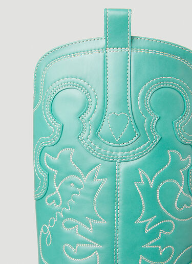 GANNI Embroidered Western Boots Green gan0251039
