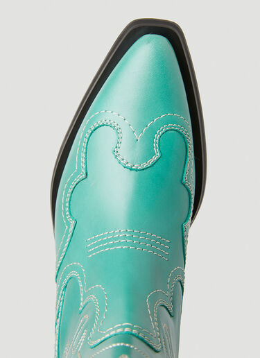 GANNI Embroidered Western Boots Green gan0251039