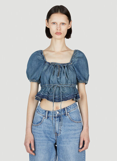 Tint Edge Denim Puff Sleeve Top GANNI Tint Edge Denim Puff Sleeve Top Blue gan0252015