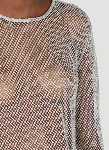 Embellished Mesh Top GANNI Embellished Mesh Top Silver gan0252029