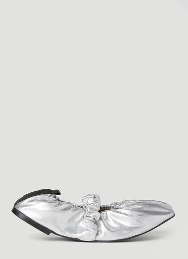 GANNI Scrunchie Ballerina Shoes Silver gan0252036