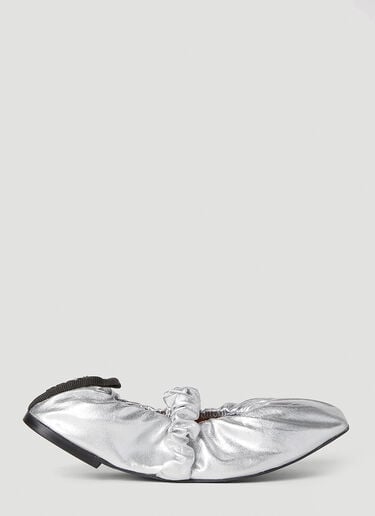 Scrunchie Ballerina Shoes GANNI Scrunchie Ballerina Shoes Silver gan0252036