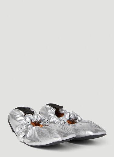Scrunchie Ballerina Shoes GANNI Scrunchie Ballerina Shoes Silver gan0252036