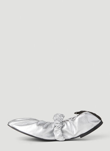 Scrunchie Ballerina Shoes GANNI Scrunchie Ballerina Shoes Silver gan0252036