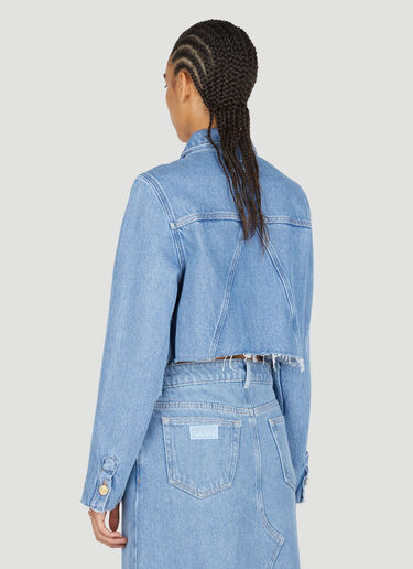 GANNI Heavy Denim Cropped Trucker Jacket Blue gan0253070