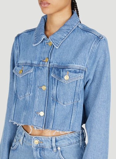 Heavy Denim Cropped Trucker Jacket GANNI Heavy Denim Cropped Trucker Jacket Blue gan0253070