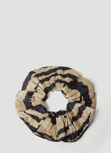 GANNI Crinkled Satin Scrunchie Khaki gan0253083
