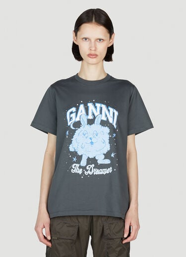 Dream Bunny Short Sleeve T-Shirt GANNI Dream Bunny Short Sleeve T-Shirt Grey gan0253099