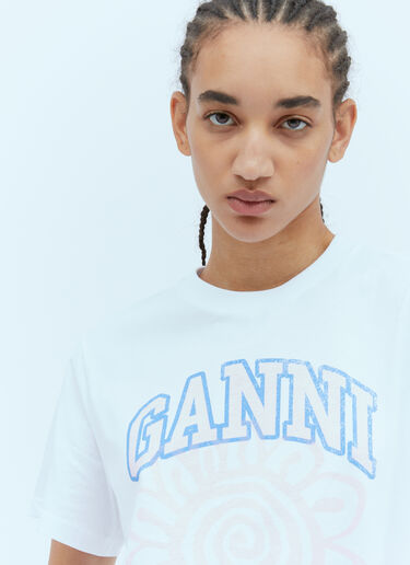 GANNI 꽃 프린트 티셔츠 화이트 gan0254015