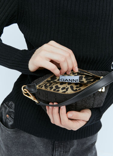 GANNI Butterfly 小号缎面手提包 黑色 gan0254023