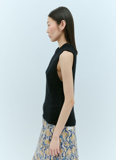GANNI 브러싱 마감 알파카 O-넥 베스트 블랙 gan0255028