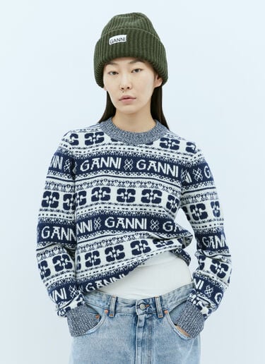 로고 패치 비니 햇 GANNI 로고 패치 비니 햇 그린 gan0255068