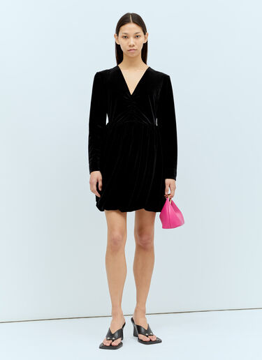 Velvet Jersey Balloon Mini Dress GANNI Velvet Jersey Balloon Mini Dress Black gan0255100