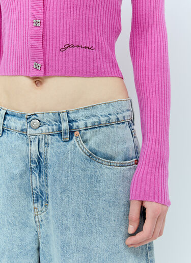 Mini Ribbed Merino Cardigan GANNI Mini Ribbed Merino Cardigan Pink gan0256005