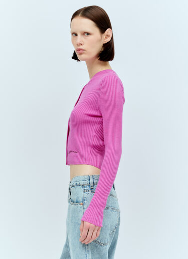 Mini Ribbed Merino Cardigan GANNI Mini Ribbed Merino Cardigan Pink gan0256005