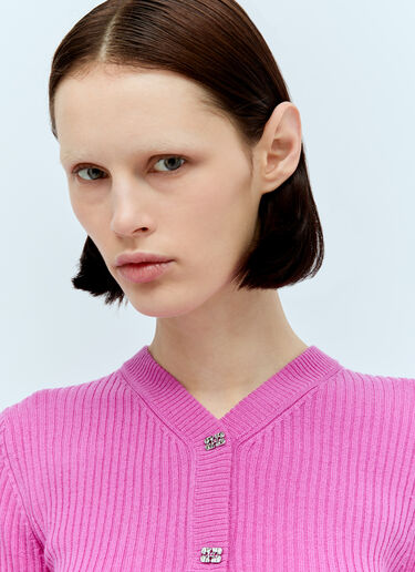 Mini Ribbed Merino Cardigan GANNI Mini Ribbed Merino Cardigan Pink gan0256005