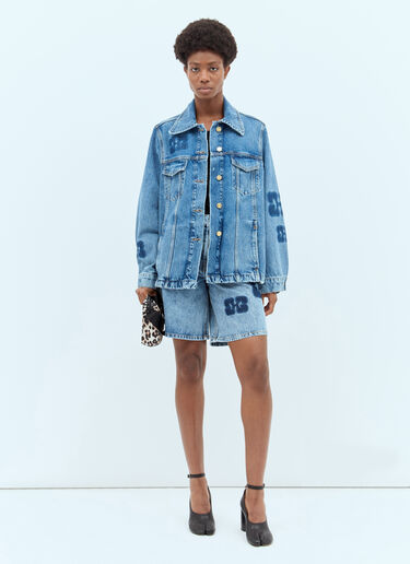 Logo Patch Denim Shorts GANNI Logo Patch Denim Shorts Blue gan0256041