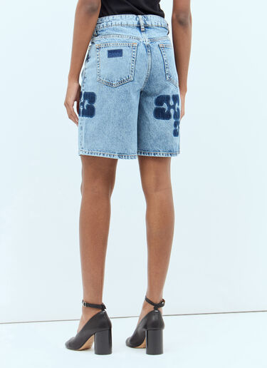 GANNI Logo Patch Denim Shorts Blue gan0256041