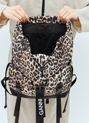 GANNI レオパード テックバックパック ベージュ gan0257055