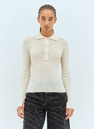 Wool Polo Shirt Ganni Wool Polo Shirt Beige gan0258001