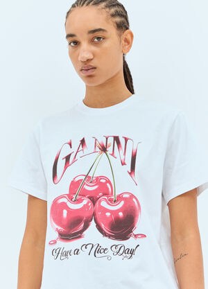 Ganni ロゴプリントTシャツ  ホワイト gan0258008