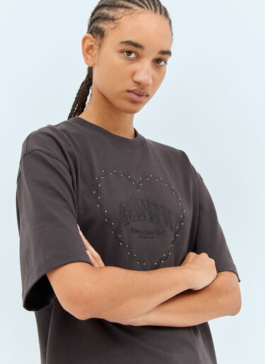 Drop Shoulder Heart T-Shirt Ganni Drop Shoulder Heart T-Shirt Grey gan0258011