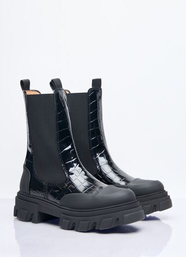 Cleated Mid Chelsea Boot Ganni Cleated Mid Chelsea Boot Black gan0258044