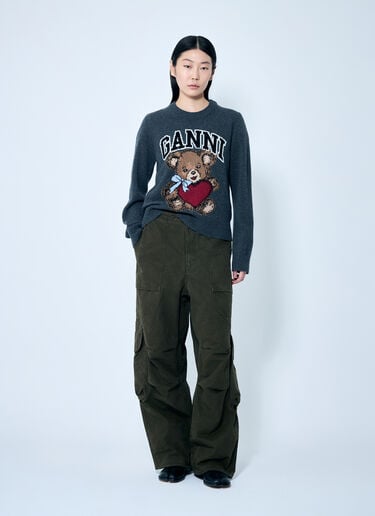 GANNI Graphic Bear Sweater Grey gan0259048