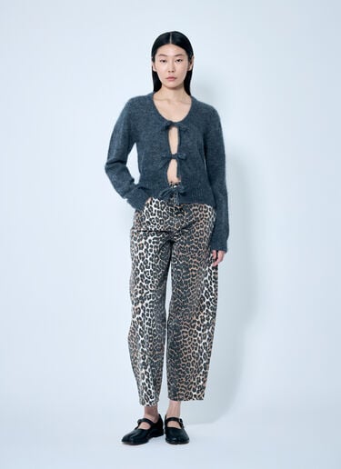 GANNI Light Mohair Tie-String Cardigan Grey gan0259049