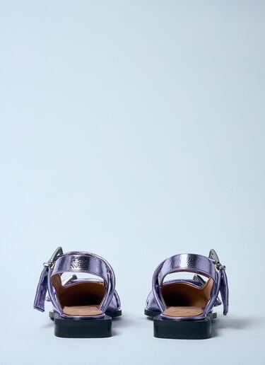 GANNI Metallic Feminine Buckle Ballerina Flats Purple gan0259052