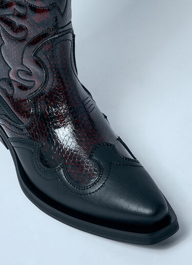 Mid Shaft Embroidered Western Boots GANNI Mid Shaft Embroidered Western Boots Burgundy gan0259055