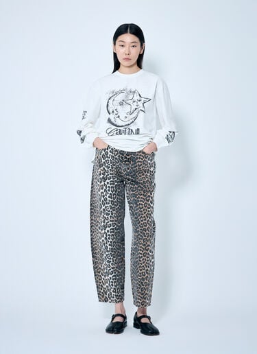GANNI Stary 豹纹牛仔裤 棕色 gan0259076