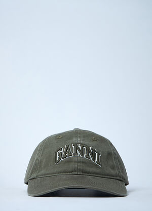 GANNI Logo Motif Baseball Cap Dark Grey gan0261042