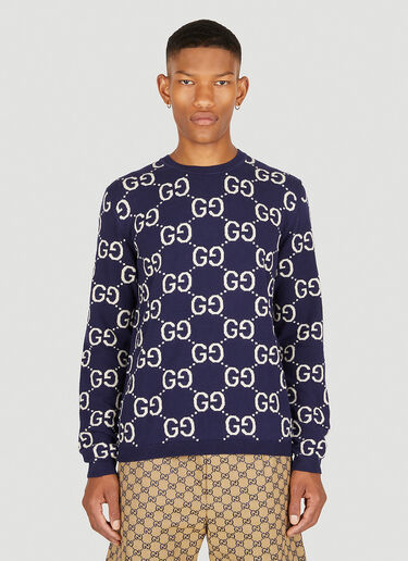 GG Jacquard Sweater Gucci GG Jacquard Sweater Blue guc0150042