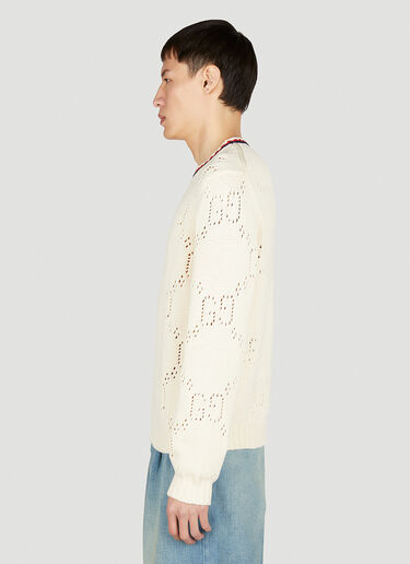Perforated GG Sweater Gucci Perforated GG Sweater White guc0152300