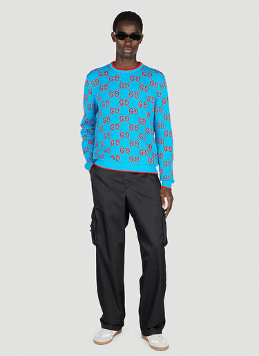 Logo Intarsia Sweater Gucci Logo Intarsia Sweater Blue guc0153005