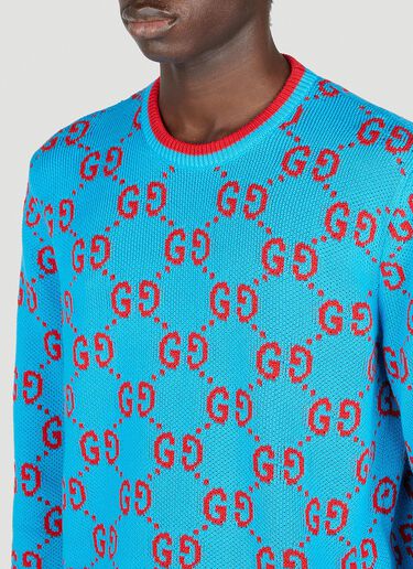 Gucci Logo Intarsia Sweater Blue guc0153005