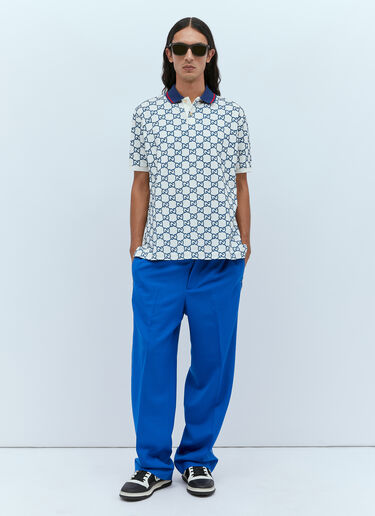 GG Stretch Polo Shirt Gucci GG Stretch Polo Shirt Light Blue guc0153019