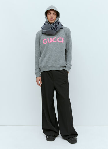 Gucci GG 提花羊毛真丝围巾 灰色 guc0155103