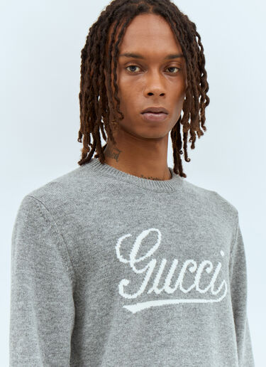 Gucci 로고 자카드 울 스웨터 그레이 guc0157025
