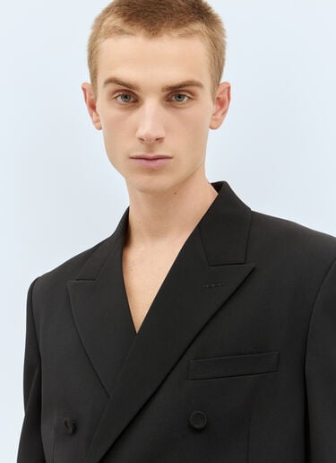 Gucci Double-Breasted Wool Blazer Black guc0158003