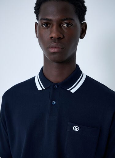 Gucci 徽标图案 polo 衫 藏蓝色 guc0159031