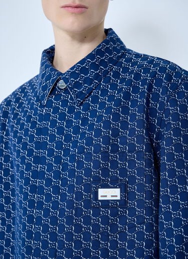 Gucci Cotton Jacquard Jacket With GG Shadow Blue guc0159043