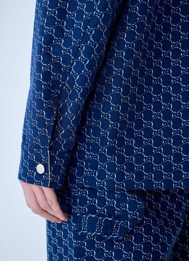 Gucci Cotton Jacquard Jacket With GG Shadow Blue guc0159043